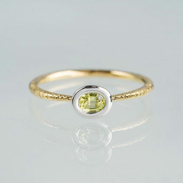 Yellow sapphire platinum combination ring /イエローサファイア