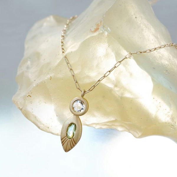 Libyan glass × Moldavite scepter necklace /リビアングラス