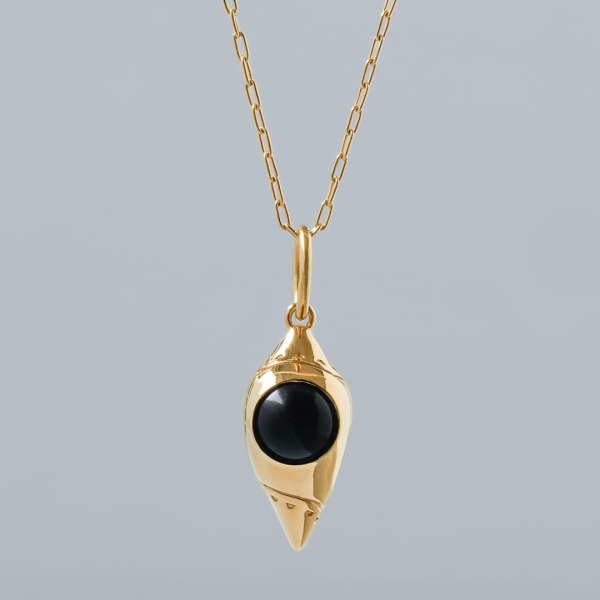 Obsidian pendulum necklace /オブシディアン.（シルバー