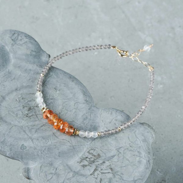 Imperial topaz × White moonstone × Gray moonstone bracelet