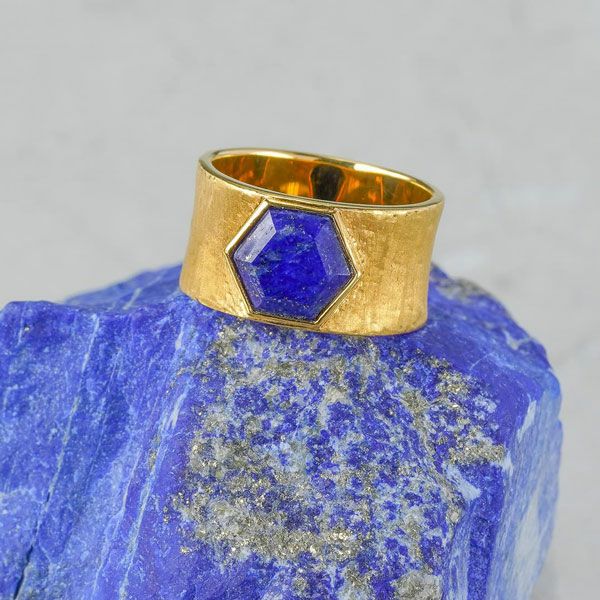 Lapis lazuli banded ring /ラピスラズリ | Hariqua-パワーストーンジュエリー-