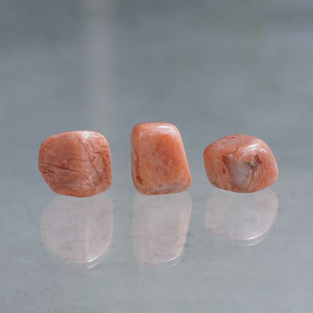 Peach moonstone tumbled stone 3pcs set /ピーチムーンストーン