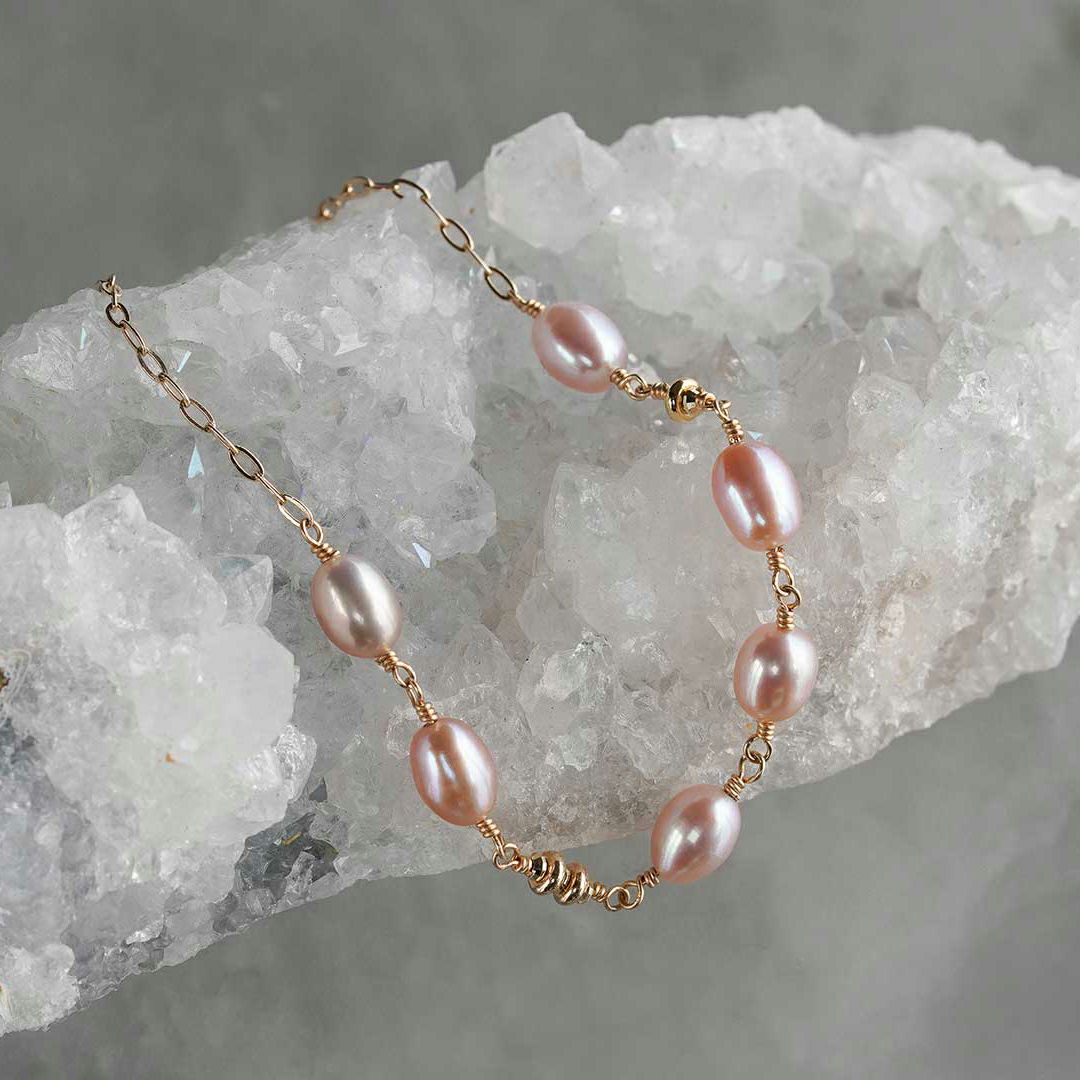 Pink pearl oval bracelet /ピンク真珠（パール） | Hariqua 