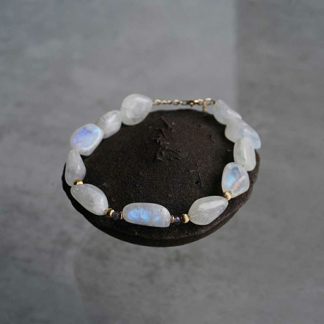 Rainbow moonstone × Iolite bracelet /レインボームーンストーン