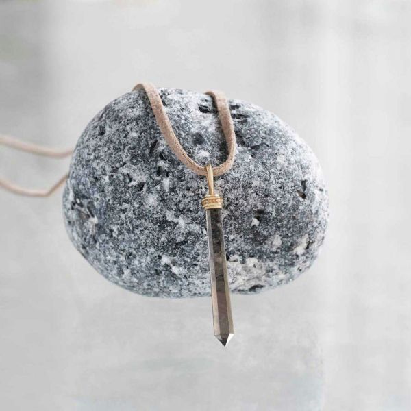 Obsidian pendulum necklace /オブシディアン.（ゴールド