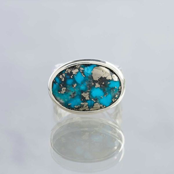 Turquoise × Pyrite silver ring 17.21 /ターコイズ、パイライト