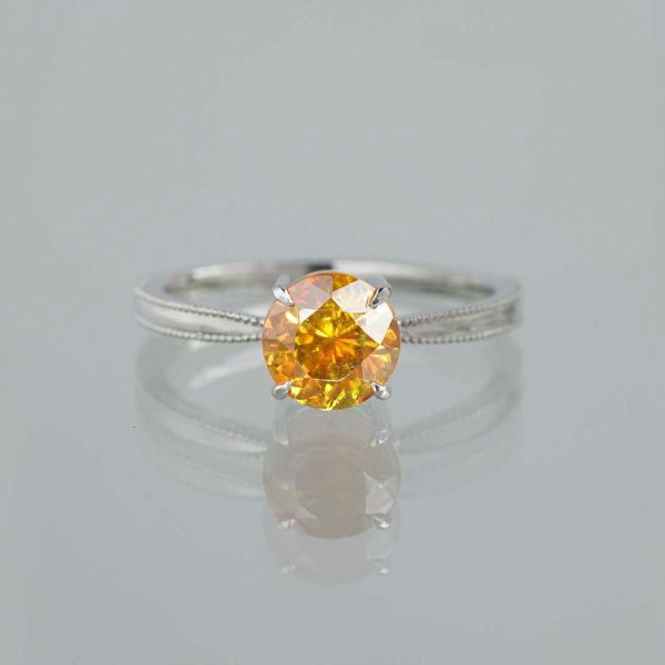 Orange sphalerite × Black diamond halo ring 15.26 /オレンジ