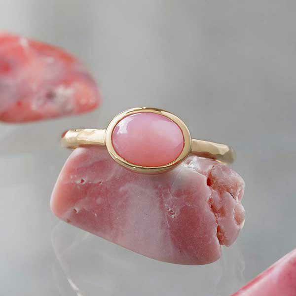 Pink opal oval ring /ピンクオパール. | Hariqua-パワーストーンジュエリー-