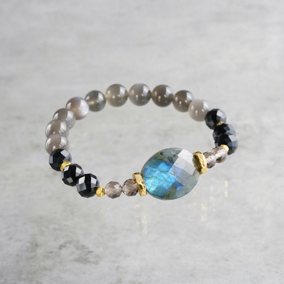 Labradorite × Gray moonstone bracelet /ラブラドライト、グレー