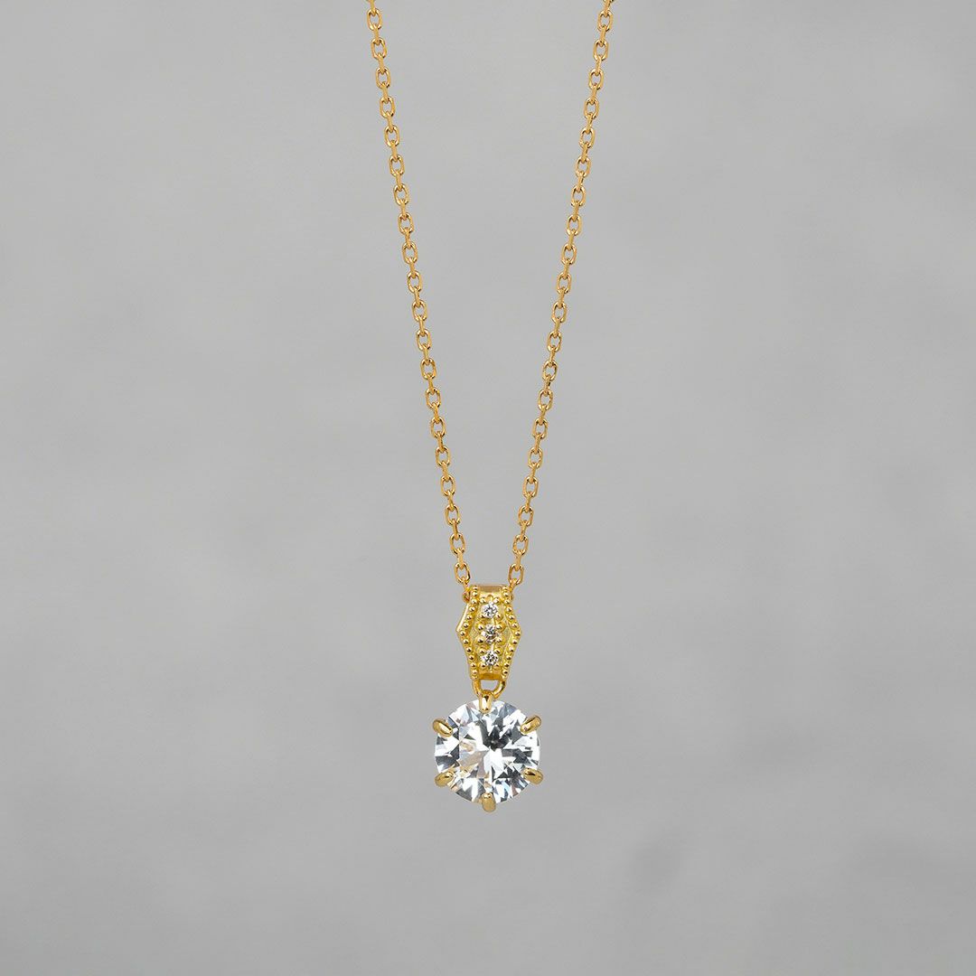 Phenakite × Diamond necklace 0.62 /フェナカイト | Hariqua-パワーストーンジュエリー-