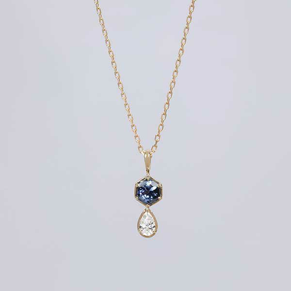 Blue spinel × Diamond necklace 0.41 /ブルースピネル、ダイヤモンド ...