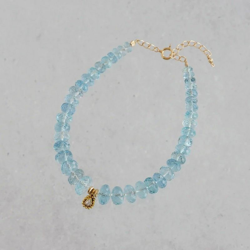 Santamaria Aquamarine × Diamond bracelet /サンタマリア・アクアマリン、ダイヤモンド（クリア） |  Hariqua-パワーストーンジュエリー-