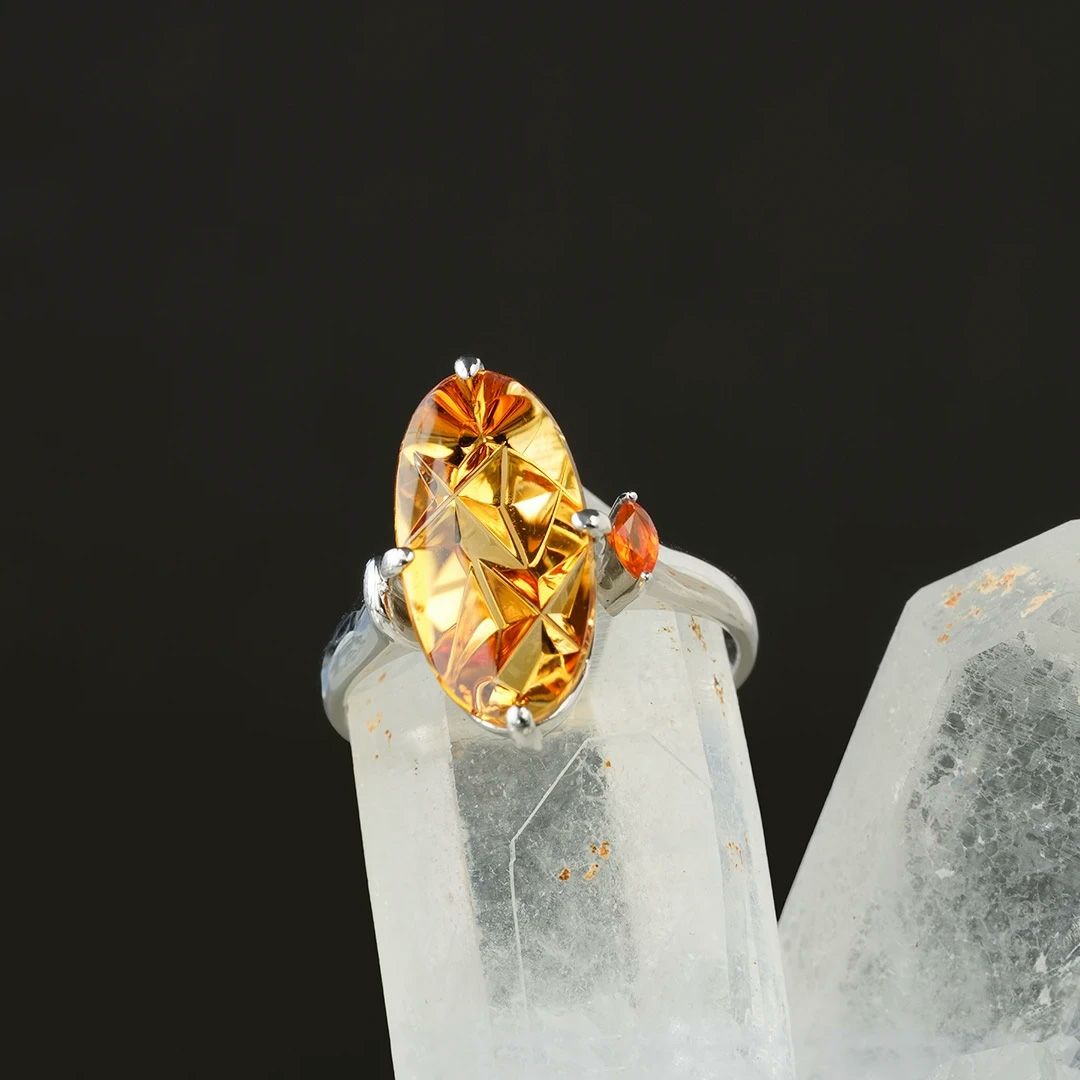 Ancienne Ring - Munsteiner Citrine × Fire opal ring 4.97 /ムーンシュタイナー・シトリン、ファイアオパール  | Hariqua-パワーストーンジュエリー-