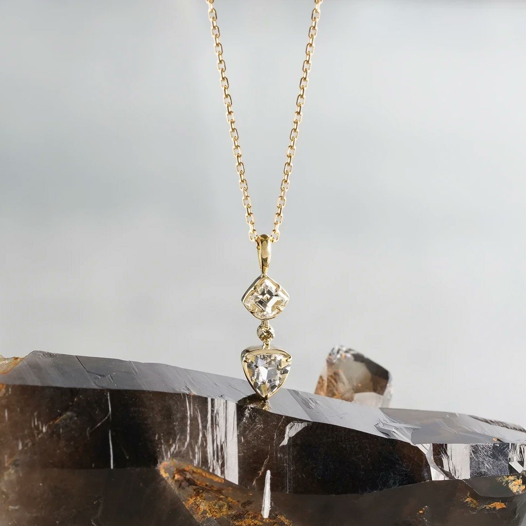 Russian lemurianseed quartz × Diamond necklace 0.42 /ロシアンレムリアンシードクォーツ、ダイヤモンド（クリア）  | Hariqua-パワーストーンジュエリー-