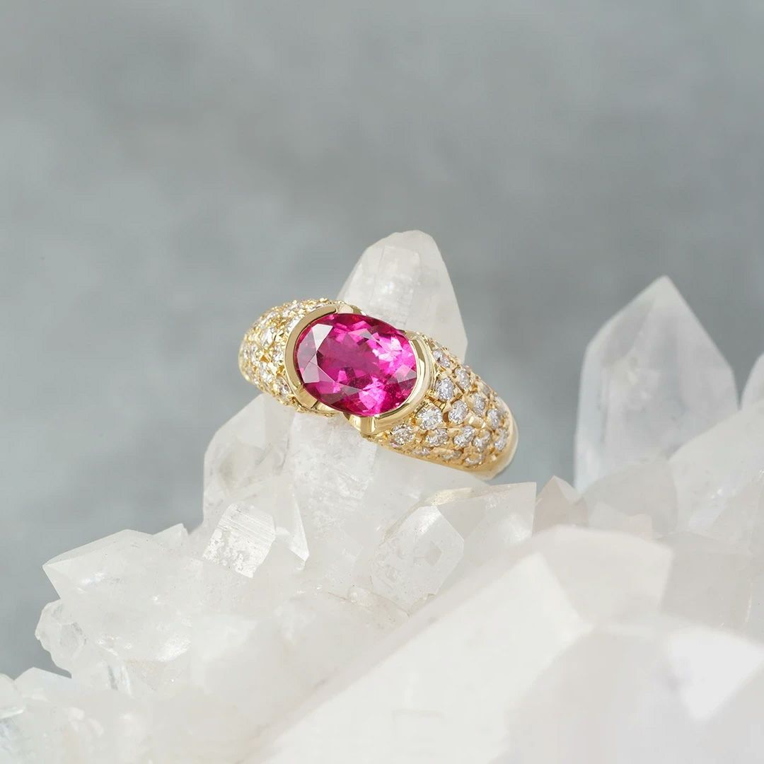 Ancienne Ring - Pink tourmaline × Diamond ring 2.79 /ピンクトルマリン、ダイヤモンド（クリア） |  Hariqua-パワーストーンジュエリー-