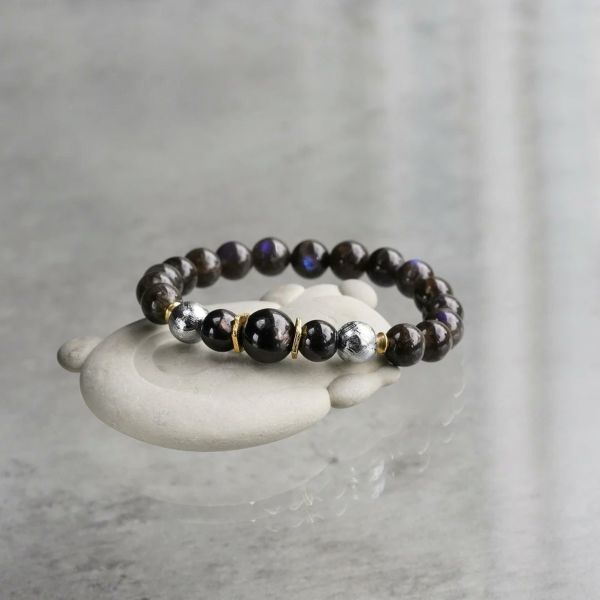 Hypersthene × black tourmaline bracelet /ハイパーシーン、ブラックトルマリン. | Hariqua -パワーストーンジュエリー-