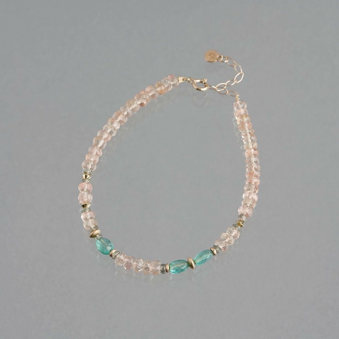 Oregon Sunstone × Emerald × Green sapphire bracelet /オレゴンサンストーン、エメラルド、グリーンサファイア  | Hariqua-パワーストーンジュエリー-