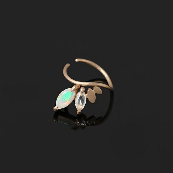 Water opal × Azeztulite ear cuff ring 0.50 /ウォーター