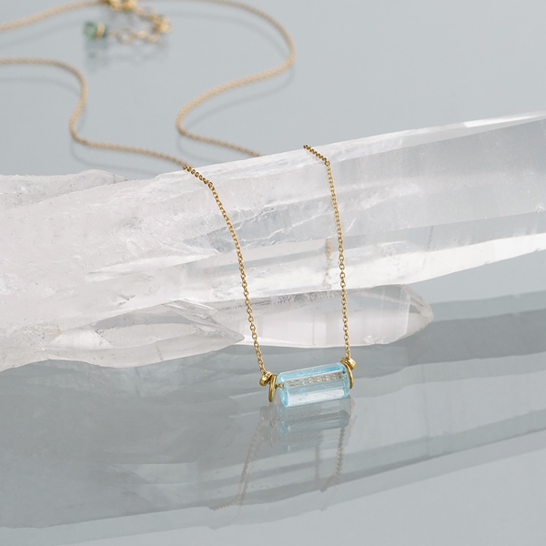 極上　ブルーグリーントパーズ　K288 Blue topaz crystalize necklace/ブルートパーズ | Hariqua